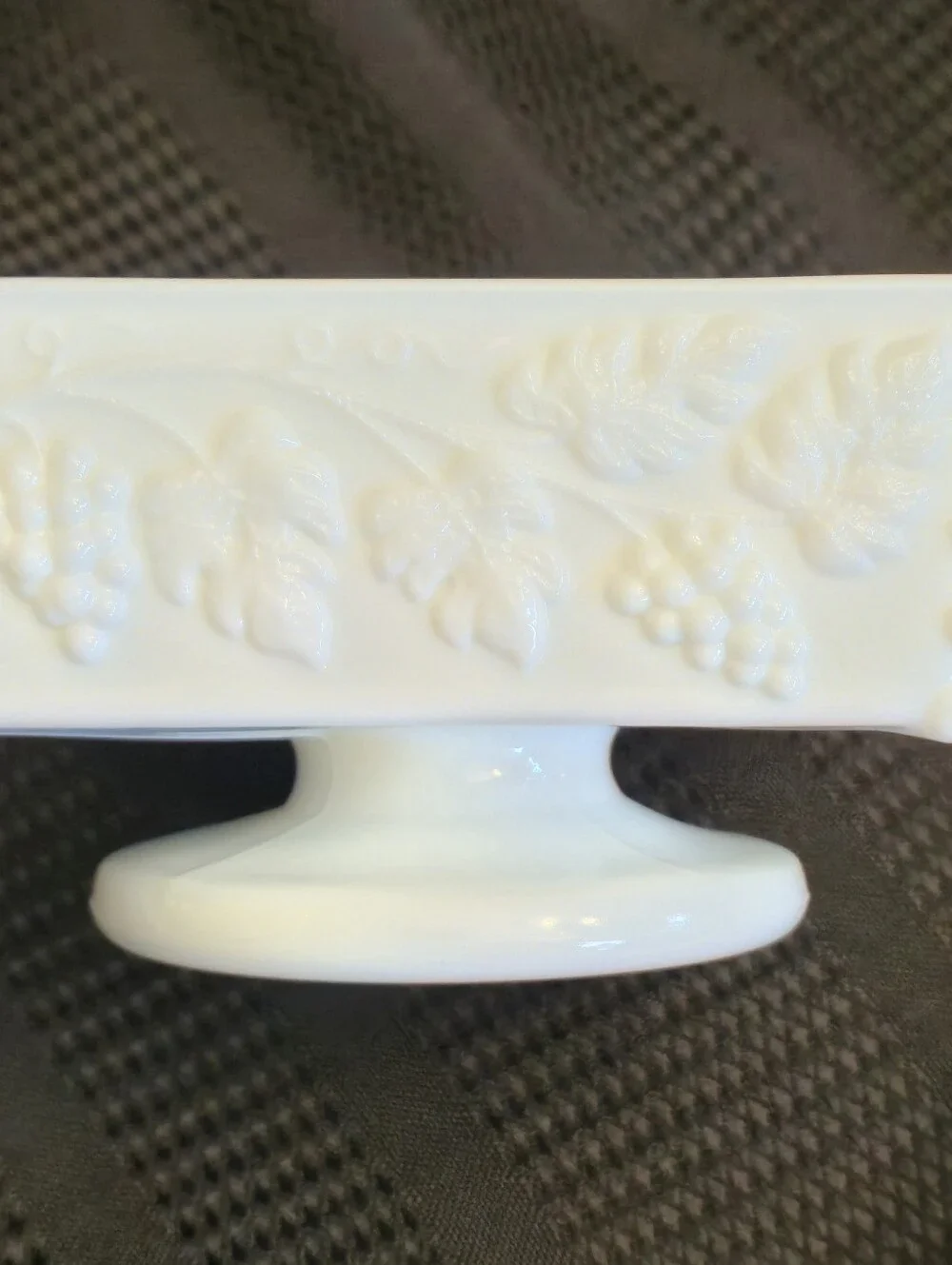 Westmoreland Beaded Milk Glass Grape & Leaf Covered 